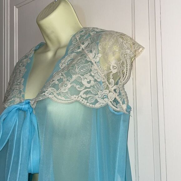 Vtg Henson Kickernick light blue sleeveless double layer nylon robe - Picture 4 of 10